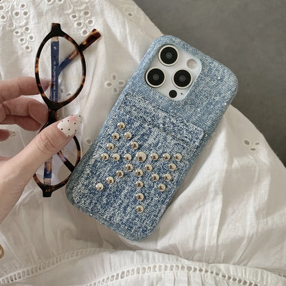 【ビジュースタッズリボン】ポケット付きクールデザインケース｜iPhone対応 #250717