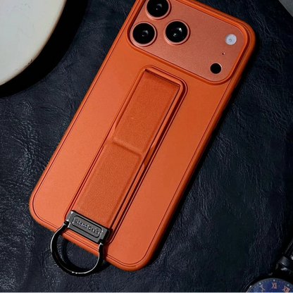 スタンド一体型 レザー調 折りたたみスタンド iPhoneケース｜シンプルデザイン#240329