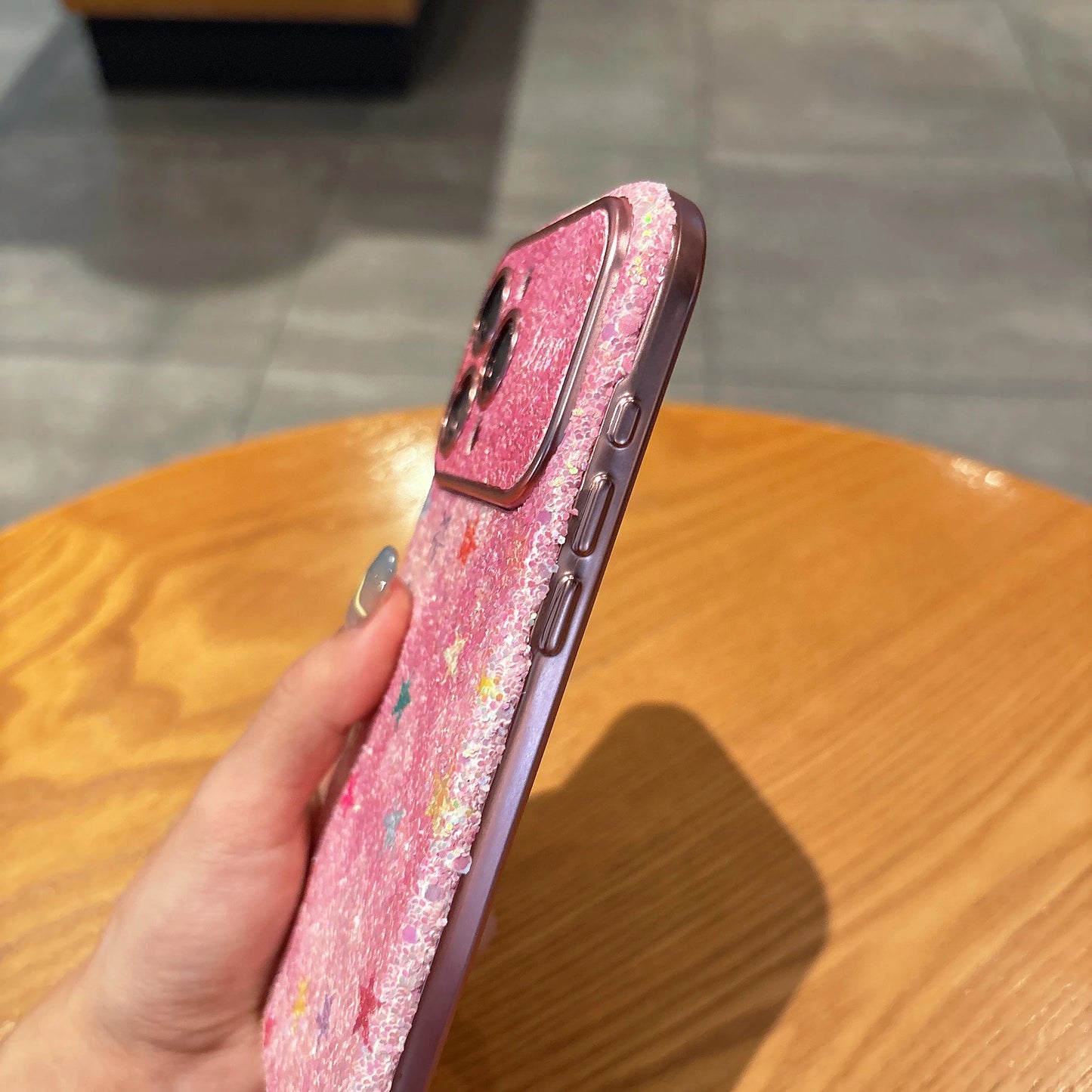 【グリッターシリーズ】 スターラメ ピンク グリッターケース｜iPhone対応 #240905