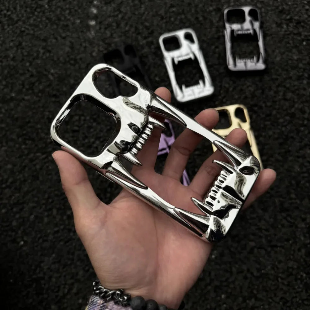 【メタリックファング】立体キバ × ミラーメタル スマホケース｜iPhone対応 #240812