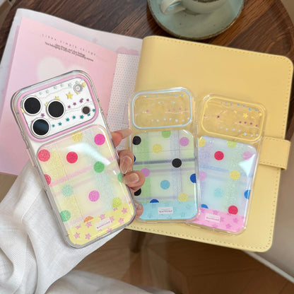 カラフルドット柄 クリア グリップ付き iPhoneケース｜ポップ・ガーリー #260098