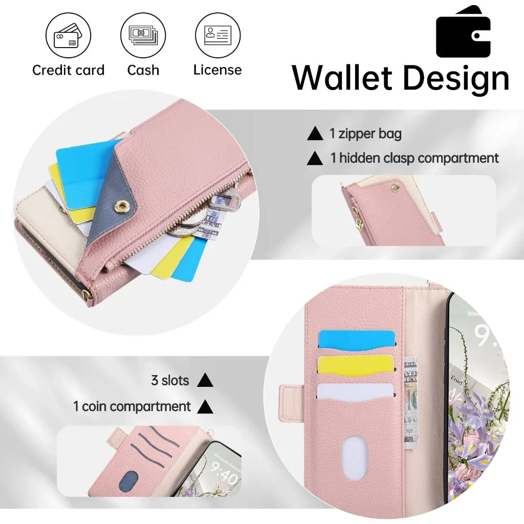 3in1 多機能ウォレットショルダー iPhoneケース (全6色) トレンド・スマート #261234