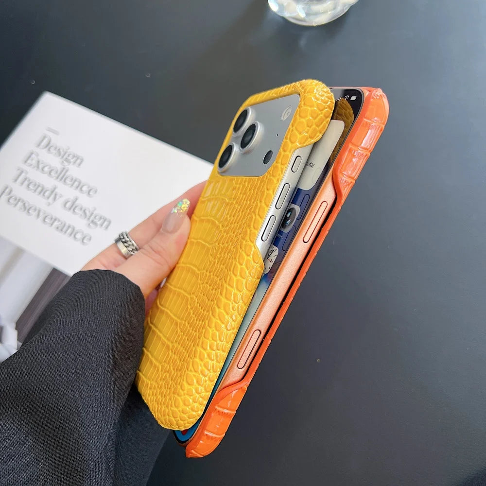 クロコ型押し iPhoneケース｜レザー調・高見えデザイン #230808
