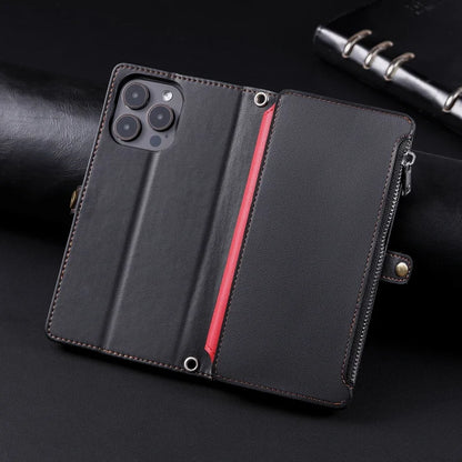 【ブックスタイル】シンプル レザー調 財布一体型 ブックスタイル 手帳型 iPhoneケース｜ショルダー対応 #240126