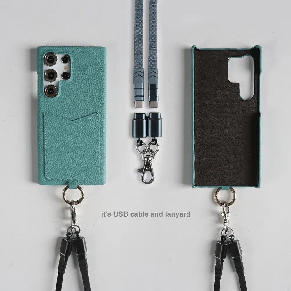 【本革シリーズ】ストラップ付き カードポケットレザースマホケース｜iPhone対応 #241014