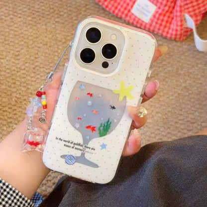 【アニマルシリーズ】金魚鉢デザイン 涼しげクリアスマホケース｜iPhone対応 #251025