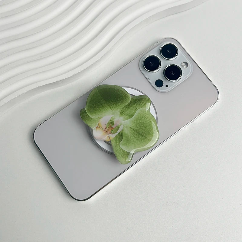 【スマホグリップ】オーキッドフラワー 蘭の花 ポップソケット｜Magnet対応 #241031