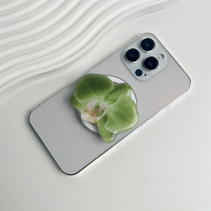 【スマホグリップ】オーキッドフラワー 蘭の花 ポップソケット｜Magnet対応 #241031