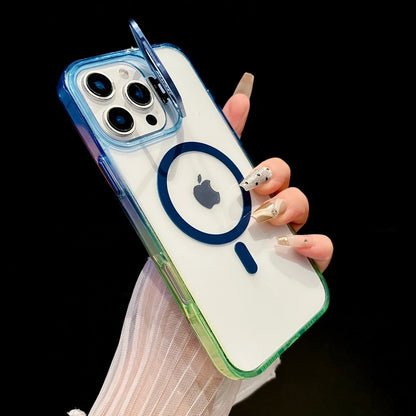 【グラデーションフレーム】 ワンタッチスタンド クリア スマホケース｜iPhone対応 #240902