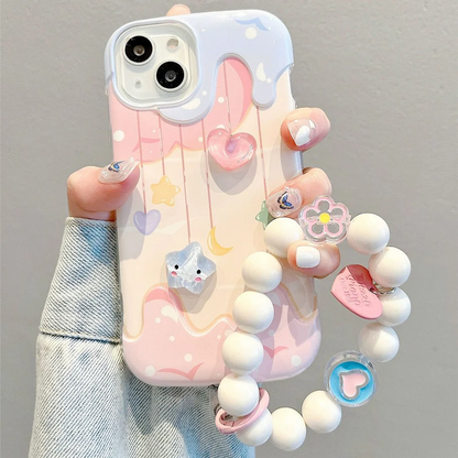 【パステルカラー】とろけるミルキーデザイン ボールストラップ付き スマホケース｜iPhone対応 #251004