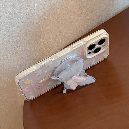 【幻想的バタフライ×3Dグリップ】儚く可憐な蝶デザインスマホケース｜iPhone対応 #250509