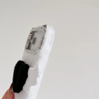 【もこもこエンジェル】ハート × 羽モチーフ ふわふわラブリーケース｜iPhone対応 #240910