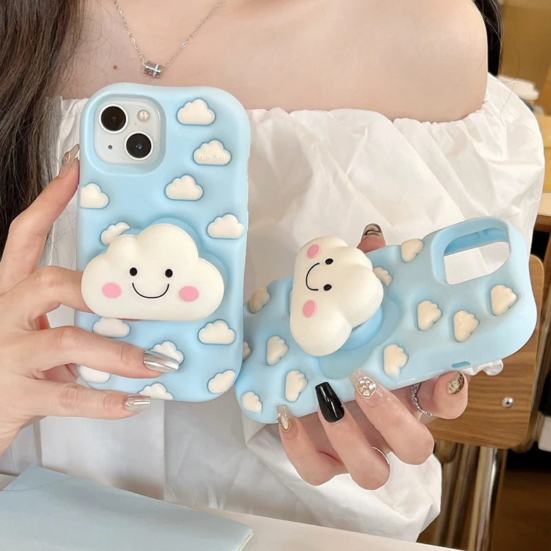 【クラウドシリーズ】3D雲モチーフ ポップデザイン スマホケース｜iPhone対応 #250824