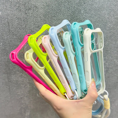 【ウェーブフレーム】クリアストラップ付き iPhoneケース (全8色) トレンド・ビビッド PCA #261211