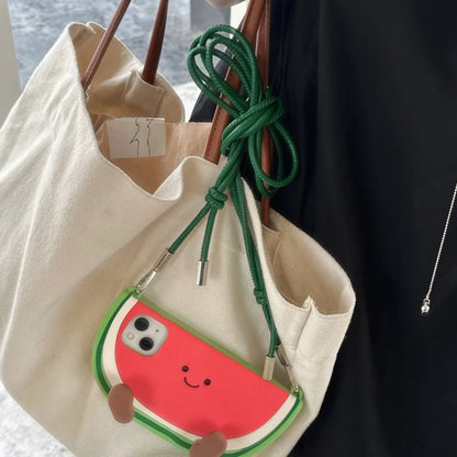【ゆるかわスイカちゃん】3D立体 ショルダーケース｜iPhone対応 #250718