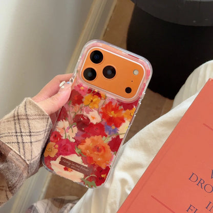 【フラワーアートクリア】油絵風 花柄 ブーケデザイン スマホケース｜iPhone対応 #250211