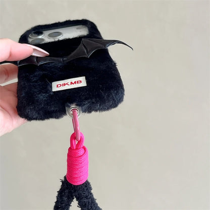 【デビルバットファー】あくまツノ付き×コウモリウィング もこもこスマホケース｜iPhone対応 🦇✨ #250111