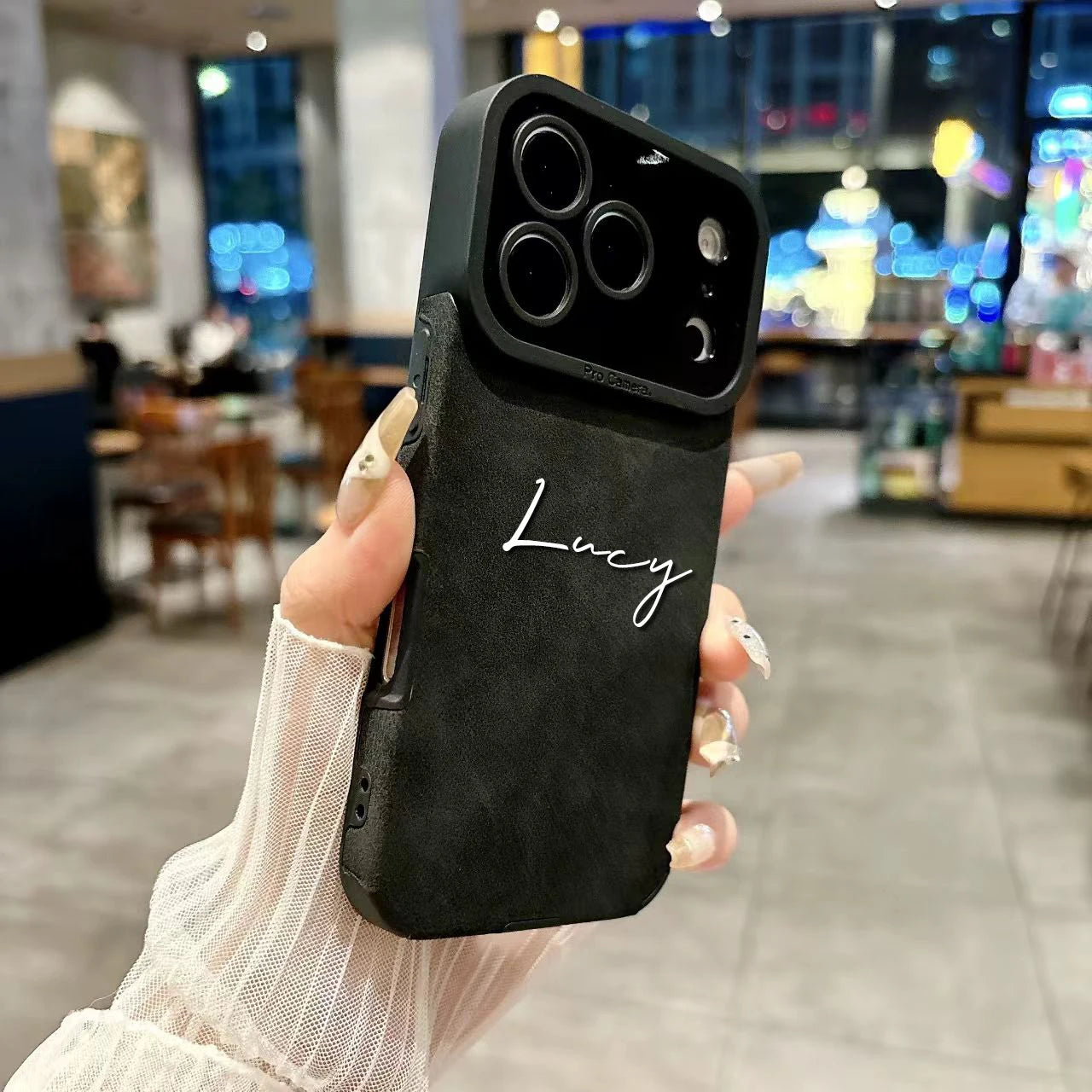 【カスタムシリーズ】マットレザー調 高級感 名入れ スマホケース ｜iPhone対応 #240713