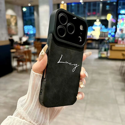 【カスタムシリーズ】マットレザー調 高級感 名入れ スマホケース ｜iPhone対応 #240713