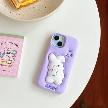 【アニマルシリーズ】立体デザイン うさぎ くま ブタ アヒル かわいいアニマル スマホケース｜iPhone対応 #250927