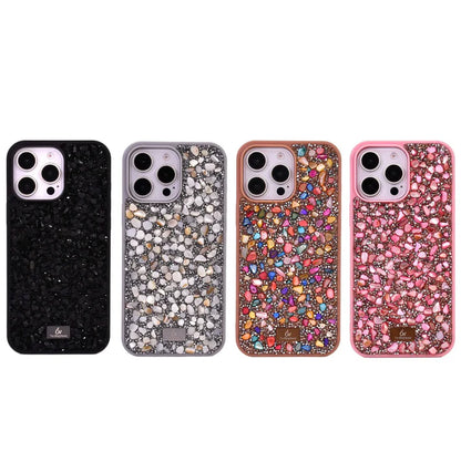 【キラキラビジューシリーズ】ミックスストーン グリッター  デコ スマホケース｜iPhone対応 #260119