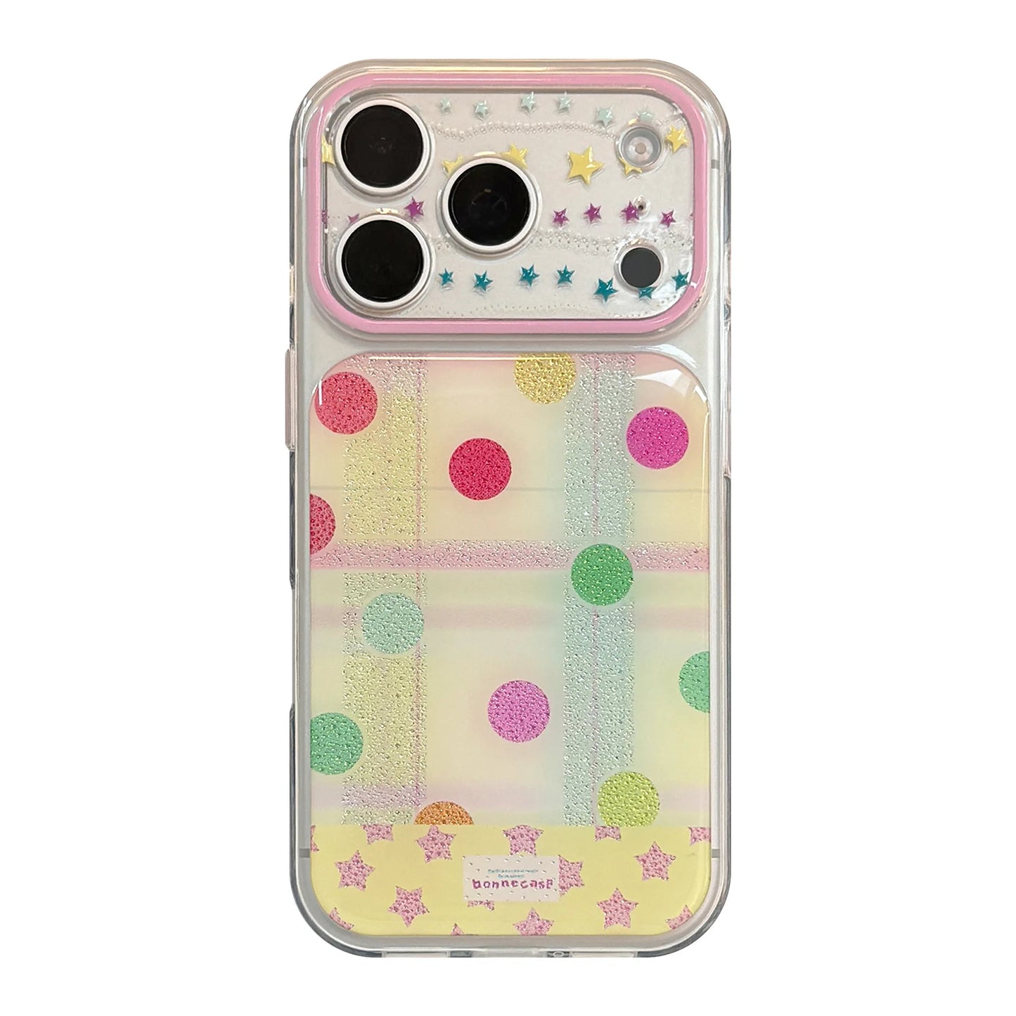 カラフルドット柄 クリア グリップ付き iPhoneケース｜ポップ・ガーリー #260098