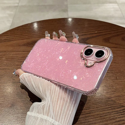 【大理石風】上品パール調 ホワイトシェル クリア iPhoneケース 高級感 キラキラ おしゃれ 耐衝撃｜iPhone対応 #250405