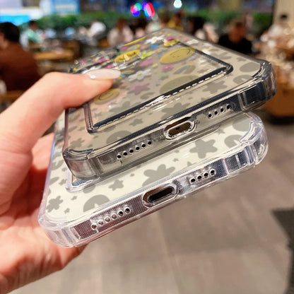 【ニコちゃんシリーズ】カラフルスマイル カード収納付き ソフトiPhoneケース #260228