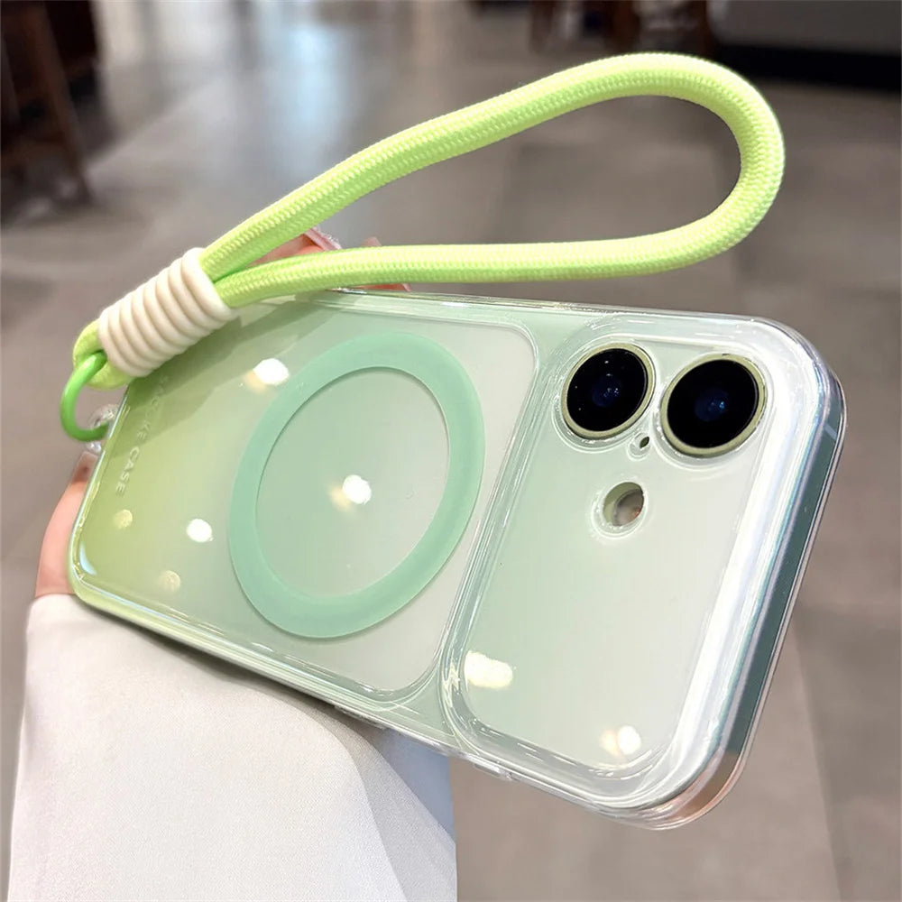 グラデーション ジェリーカラー ストラップ付き Magnet内蔵 iPhoneケース｜クリア・爽やか #260037