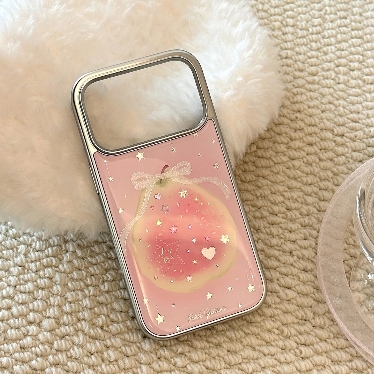 リボンデザイン ガーリーピンク グアバ iPhoneケース #260601