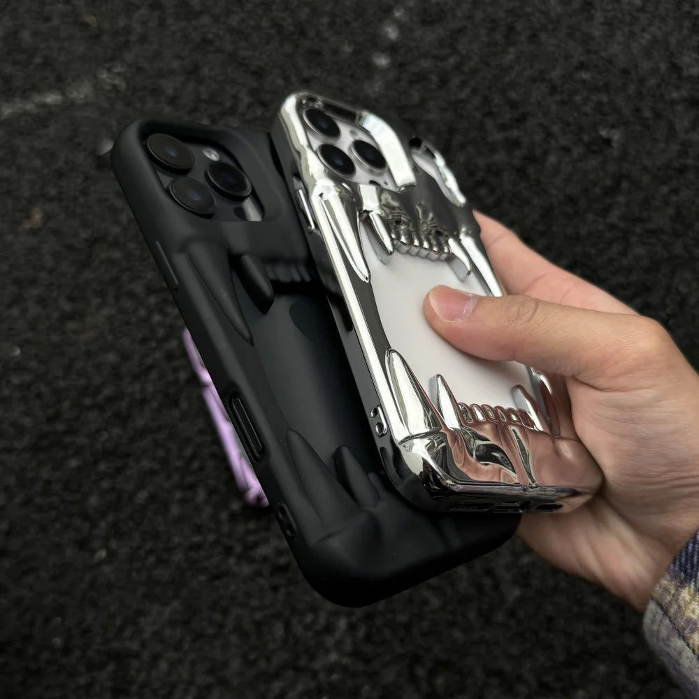 【メタリックファング】立体キバ × ミラーメタル スマホケース｜iPhone対応 #240812