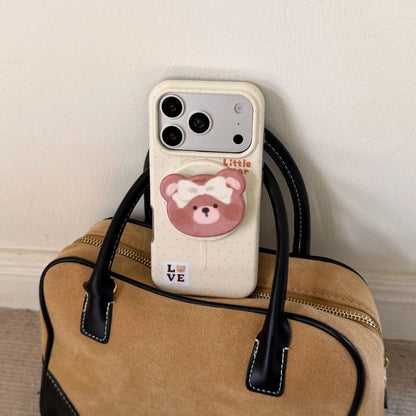 【くまモチーフ】マグネット内蔵 iPhoneケース (ケース単品・グリップセット選択可) ガーリー・ナチュラル アニマル PCA #261186