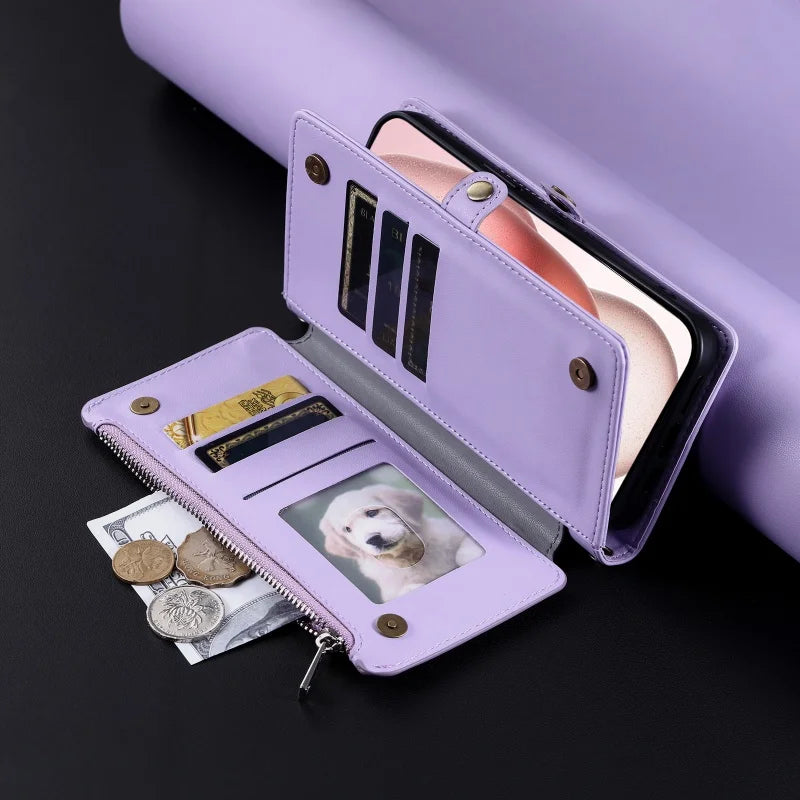 【ブックスタイル】シンプル レザー調 財布一体型 ブックスタイル 手帳型 iPhoneケース｜ショルダー対応 #240126