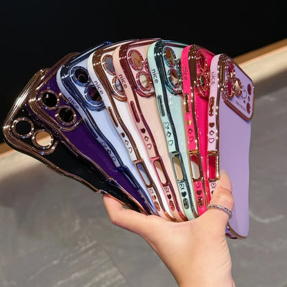 【ハートシリーズ】ゴールド ウェーブフレーム＆ハートデザイン 高級感 スマホケース｜iPhone対応 #251107