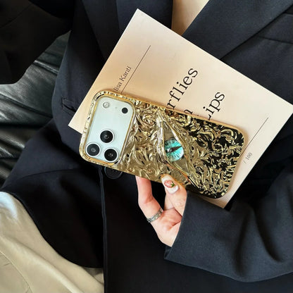 【ミスティックアイ】マーブルメタル × アイモチーフ スマホケース｜iPhone対応 #240809