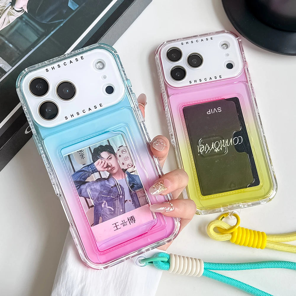 【グラデーションシリーズ】キラキラ透明感 グラデーションカラー カード収納付き スマホケース｜iPhone対応 #251022