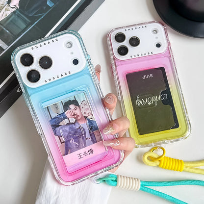 【グラデーションシリーズ】キラキラ透明感 グラデーションカラー カード収納付き スマホケース｜iPhone対応 #251022