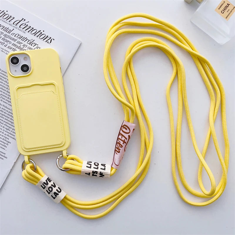 ショルダーストラップ付き カード収納ポケット シリコン iPhoneケース｜#260129