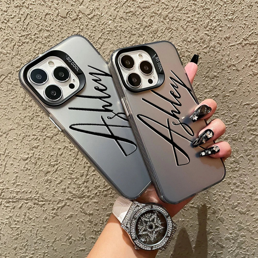 【カスタムNAMEシリーズ】ビッグ筆記体ネーム マットカラーケース｜iPhone対応 #241010