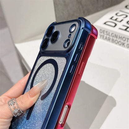 ラメデザイン Magnet内蔵 iPhoneケース｜ハンドストラップ付き #240105