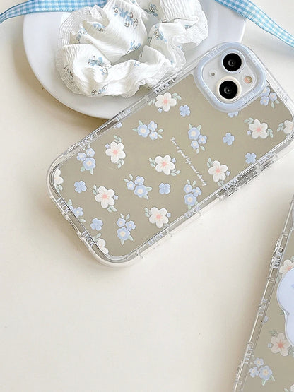 【ミラーデザイン】パープルフラワー 小花柄 デザイン スマホケース｜iPhone対応 #250626