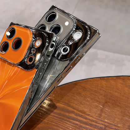 スクエアシリーズ メタリックデザイン iPhoneケース｜シャープライン・ミラー風仕上げ #240408