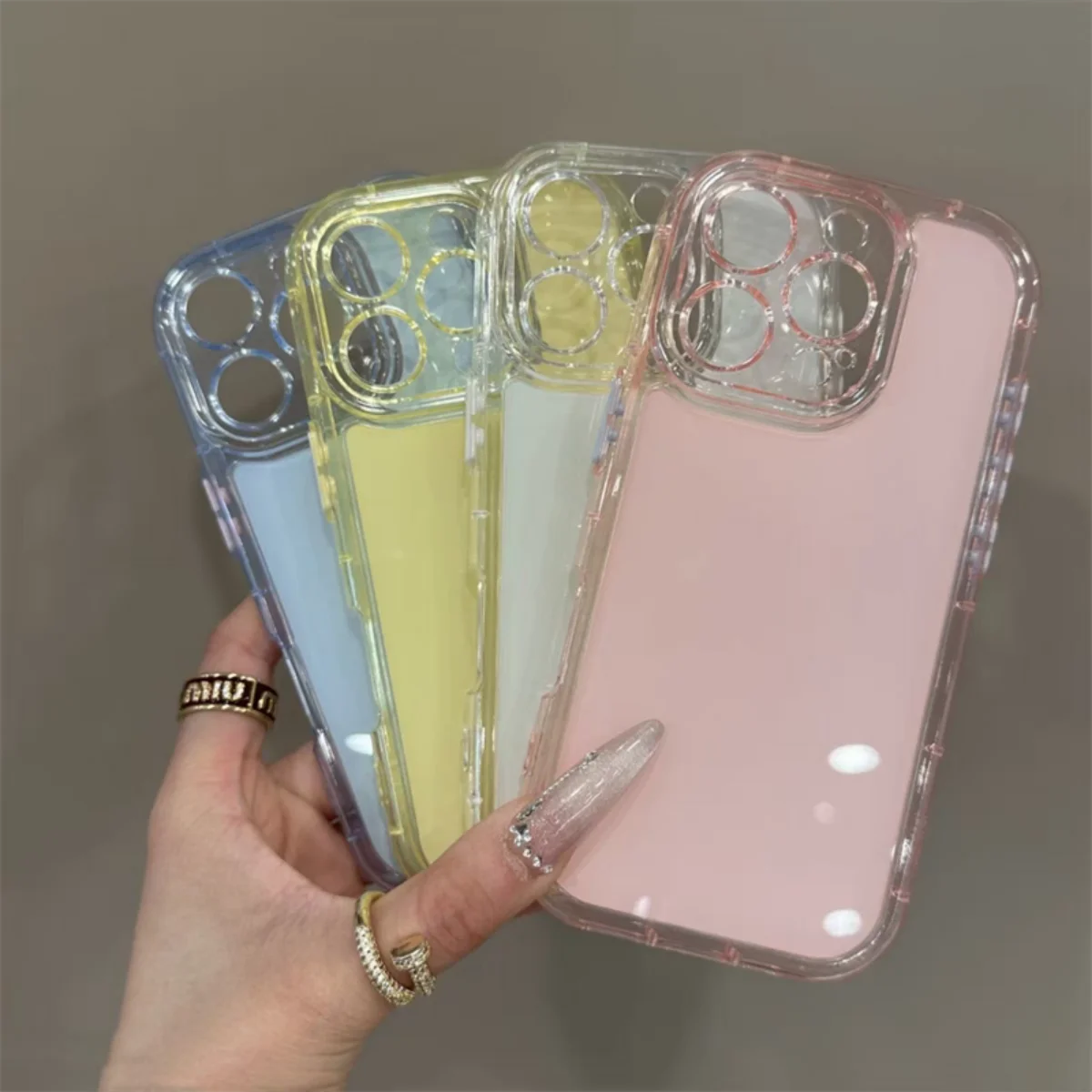 【パステルクリアカラー】シンプル×上品ハイブリッドケース｜iPhone対応 #250519