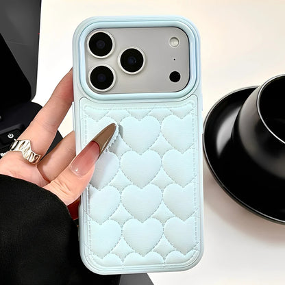 【ハートキルティング 】立体ステッチ レザー調 スマホケース｜iPhone対応 #241022