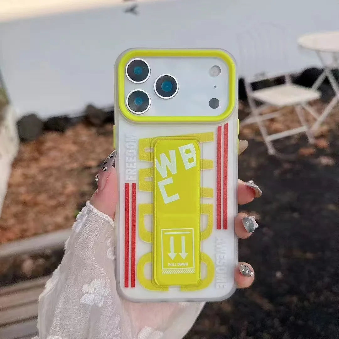 【折りたたみシリーズ】WBC カラーバー スマホケース｜耐衝撃クリア × 便利グリップ付き｜iPhone対応 #241122