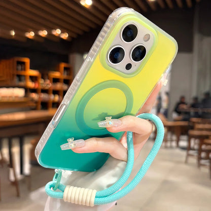 グラデーションネオン バイカラー Magnet内蔵 ストラップ付き iPhone対応ケース #260527