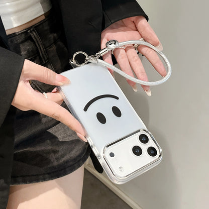 【スマイルシルバーストラップ】ニコちゃん × メタリックエッジ スマホケース｜iPhone対応 #250207