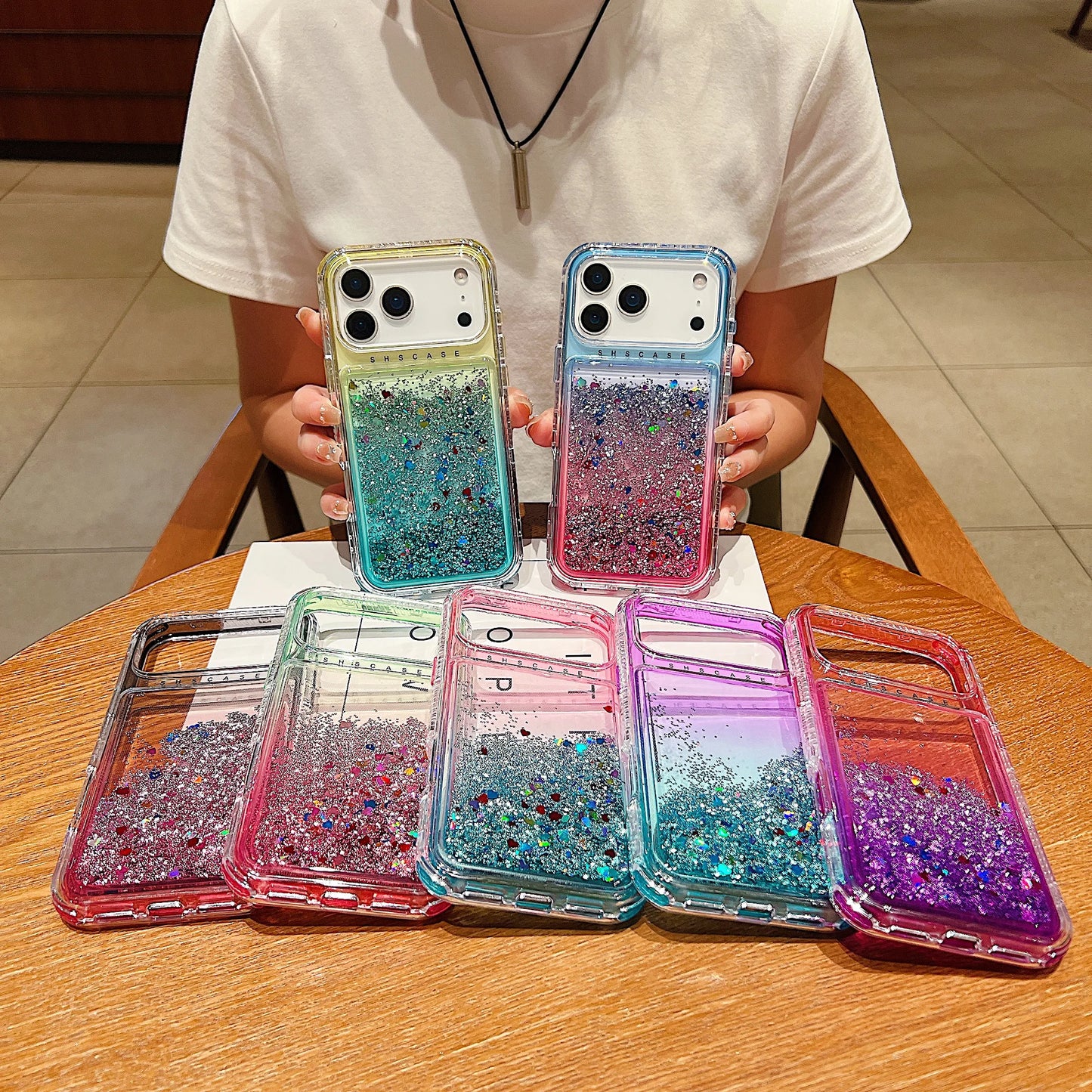【流れるシリーズ】キラキラグリッター 星屑ラメ入り リキッドデザイン スマホケース｜iPhone対応 #251202