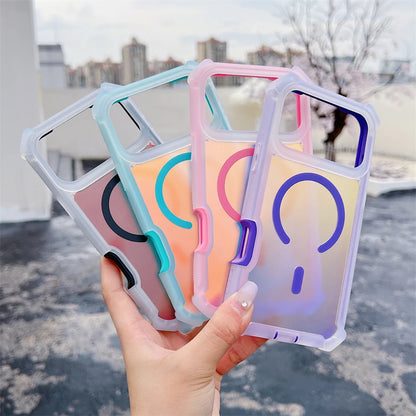 【ワイヤレス充電対応シリーズ】グラデーションカラー 反射 クリア おしゃれスマホケース｜iPhone対応 #251101