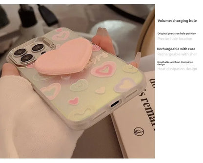 【立体ハートグリップ】パステルカラー キラキラ グリッターケース｜iPhone対応 #250504